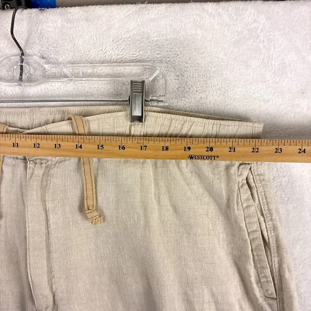 Tommy Bahama Pants Mens XXL Beige Linen Cargo Drawstring Preppy Beach Summer